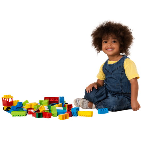 Child with Building Block Toys
